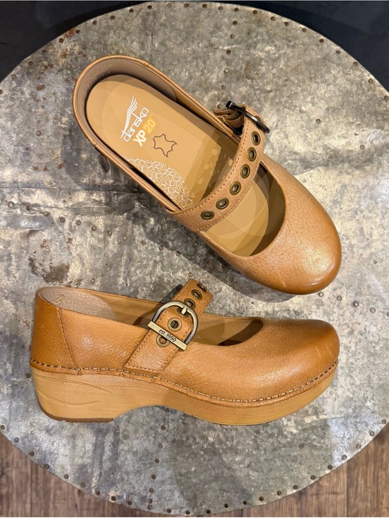 Dansko Shoes - Dansko Tan Leather XP Mary Jane Clogs with Buckle Strap